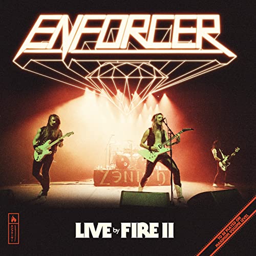 Enforcer album cover: band performing on stage with diamond logo.