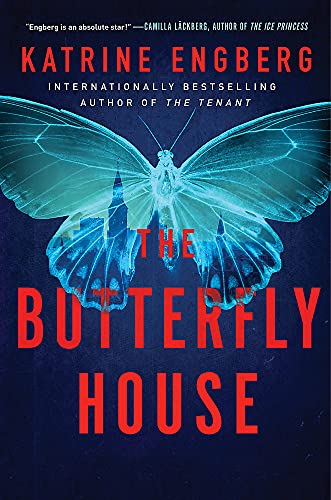 Book cover: “The Butterfly House” with a blue butterfly and red title.