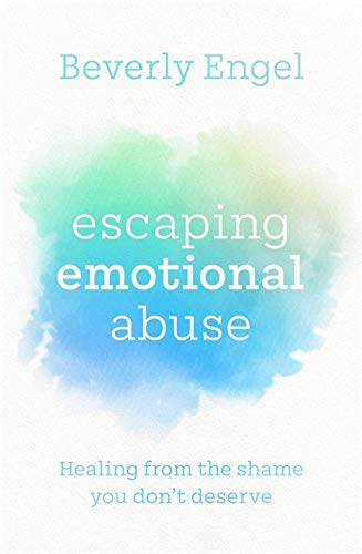 Book cover with watercolor splash, title “Escaping Emotional Abuse” in white text.