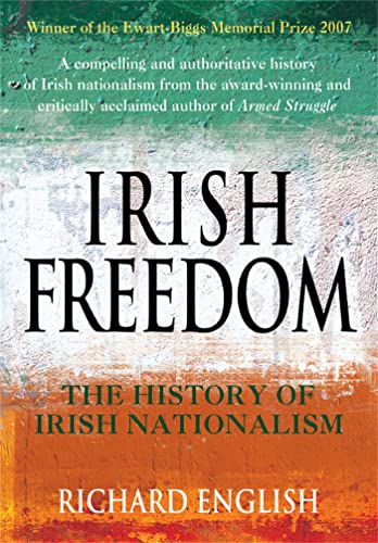 Book cover for Irish Freedom by Richard English with green, white, and orange background.