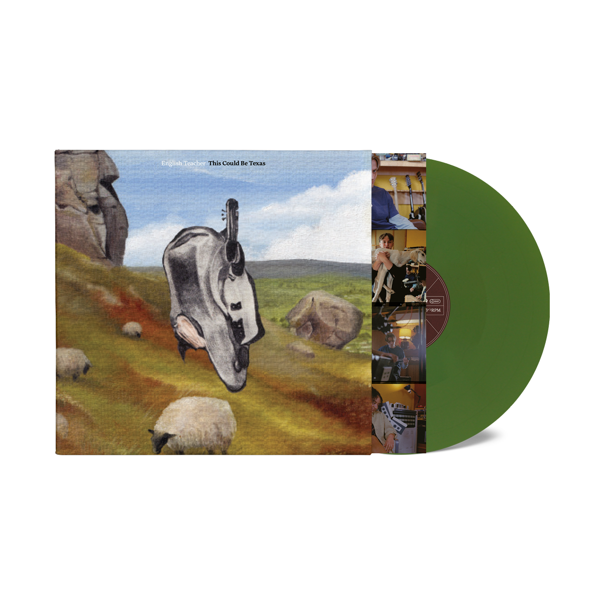 Vinyl record for English Teacher’s “This Could Be Texas” with surreal cover art.