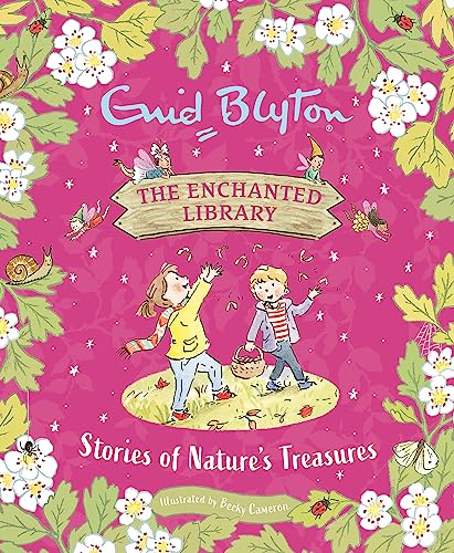 Book cover with children, fairies, and floral decorations in pink.