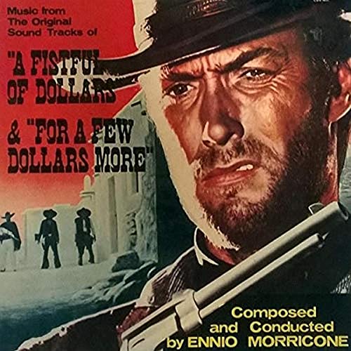 Close-up of Clint Eastwood in a cowboy hat, vinyl soundtrack cover.