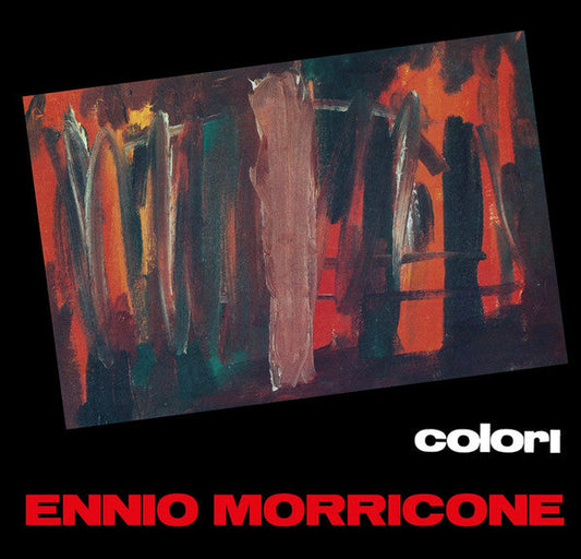 CD cover for Ennio Morricone’s “Colori” featuring abstract red and black painting.