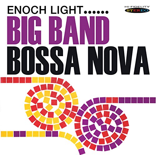 "Album cover with 'Big Band Bossa Nova' text and colorful spiral design on white background."