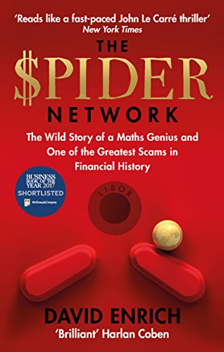 Red book cover with a dollar sign, pills, and the title “The Spider Network.”