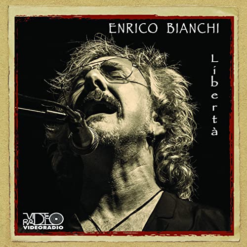 Black and white CD cover featuring singer Enrico Bianchi with a microphone.