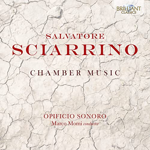 CD cover for Salvatore Sciarrino's chamber music, marbled background.