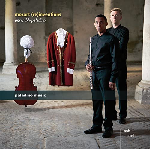 CD cover featuring musicians, a cello, and historical clothing in a colonnade.