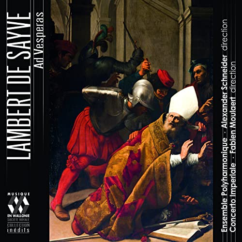 CD cover featuring a painting of a bishop being confronted by armored soldiers.