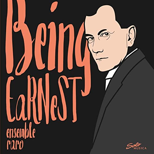 CD cover: illustrated portrait of a man in a suit, text "Being Earnest".