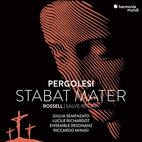 CD cover for Pergolesi’s Stabat Mater with abstract red and black design.