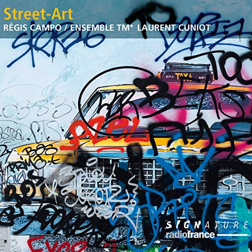 "CD cover with graffiti-covered taxi image and 'Street-Art' title in yellow text at top."