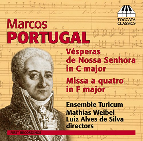 CD cover featuring a portrait of Marcos Portugal and musical notation.