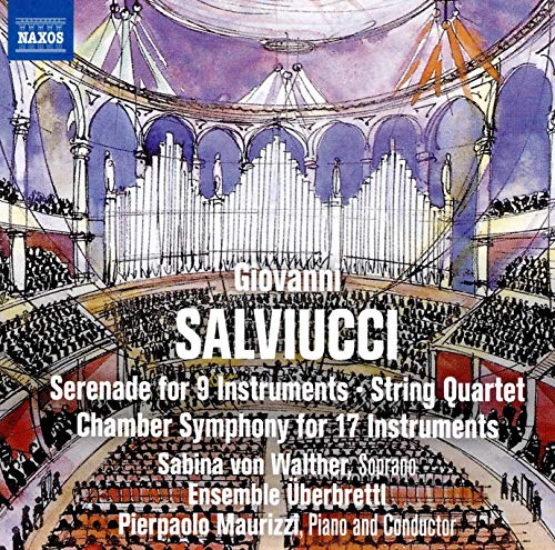 CD cover: painted concert hall interior with composer’s name and work titles.