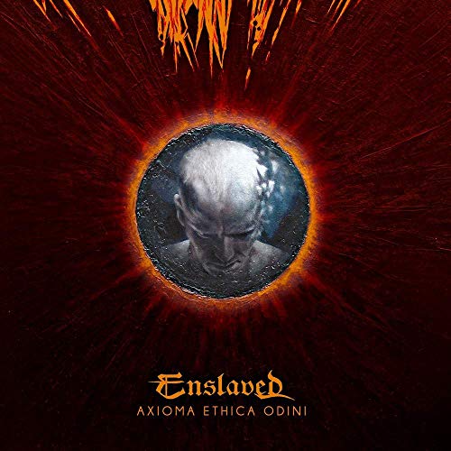 Album cover for Enslaved’s “Axioma Ethica Odini” featuring a shadowed face in a circle.