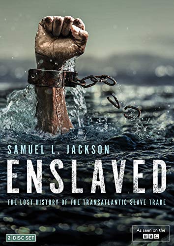 DVD cover: raised fist in chains, breaking free from water, with title "Enslaved".