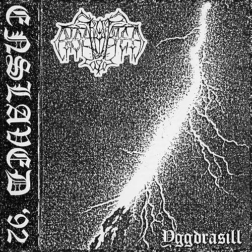 Black and white CD cover with band logo, tree, and lightning bolt.