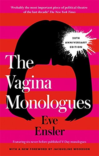 Book cover for "The Vagina Monologues" by Eve Ensler, 20th anniversary edition.
