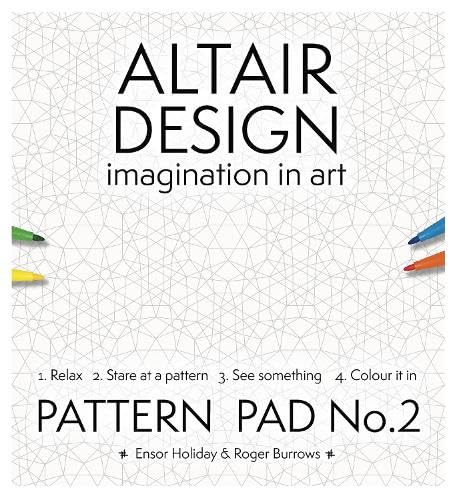 Cover of Altair Design Pattern Pad No. 2 with geometric background and colored markers.
