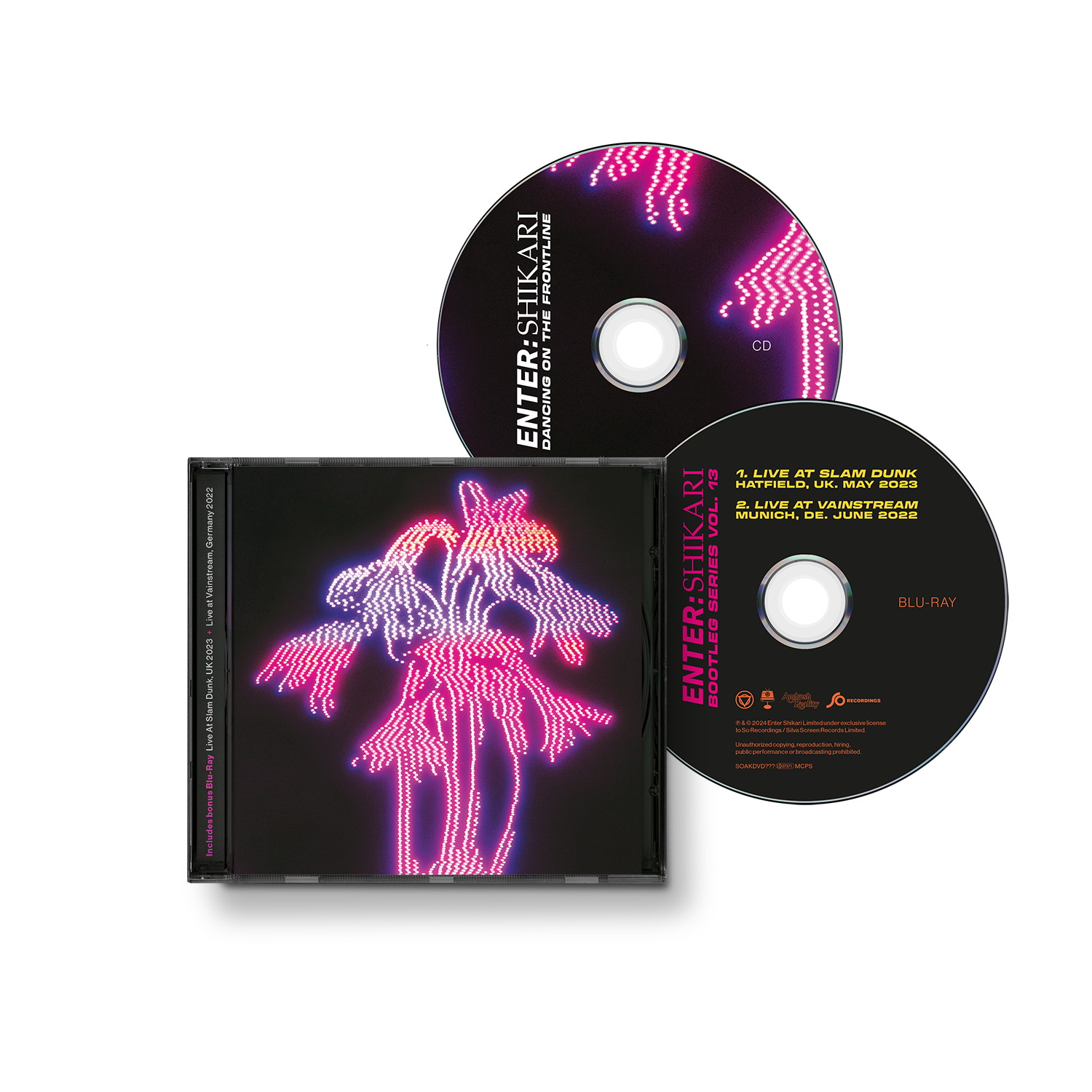 Enter Shikari "Dancing On The Frontline" CD with two discs and pink artwork.