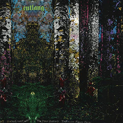 Album cover: Colorful birch trees and figures in a forest scene.