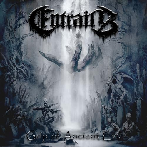Dark album cover with skeletal figures and the band name "Entrails.