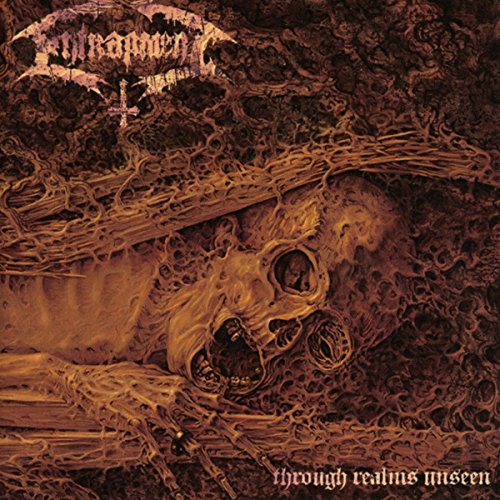 Dark album cover with skull, thorny branches, and band logo “Entrapment”.