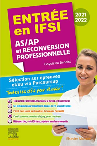 Book cover: "Entrée en IFSI 2021-2022" with a smiling woman in scrubs.