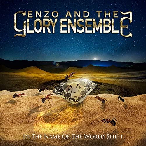 CD cover: ants surrounding a diamond against a desert and starry sky.