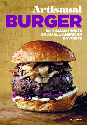Cookbook cover featuring a stacked burger with toppings and text.