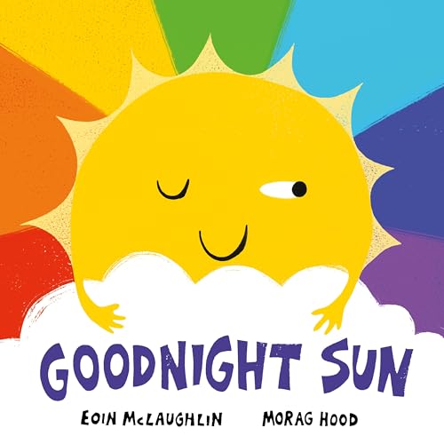 Smiling sun with closed eye rests on a cloud, book cover.