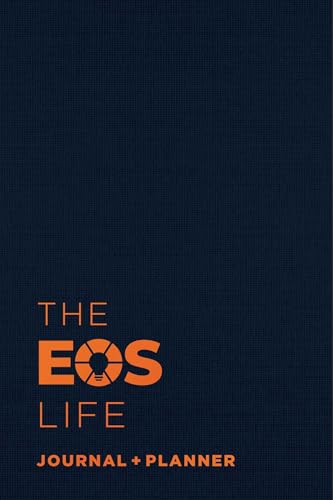 Dark blue journal with orange text reading "The EOS Life Journal + Planner".