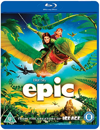 Blu-ray cover for "Epic" featuring a girl riding a large hummingbird.