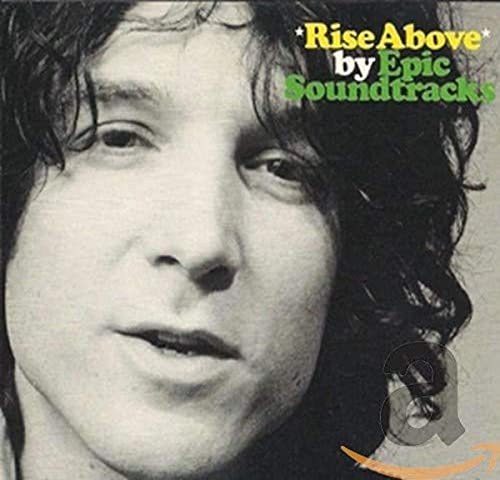 Black and white close-up portrait of Epic Soundtracks with album text overlay.