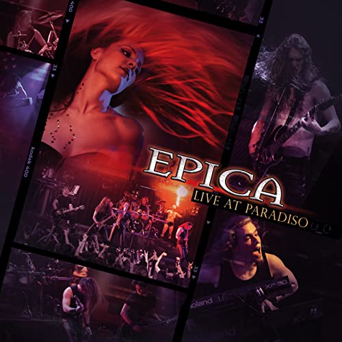 Epica band members on album cover, framed like film negatives.