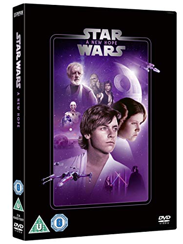 Star Wars A New Hope DVD cover featuring Luke Skywalker, Princess Leia, and other characters.