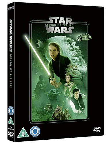 "Black DVD case with Star Wars: Return of the Jedi characters and title."