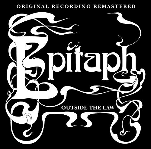 Black CD cover with white ornate lettering spelling "Epitaph - Outside The Law".