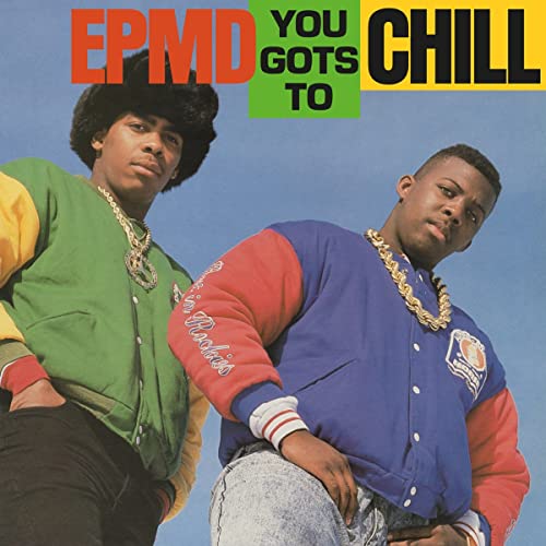 EPMD album cover featuring two men in colorful jackets and gold chains.
