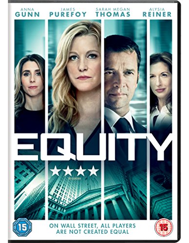 DVD cover for "Equity" featuring four actors and a city skyline.