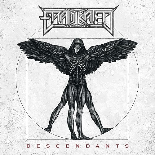AlbumLined drawing of a winged humanoid figure with a bird head and ribcage.