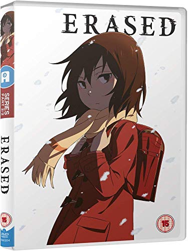 “Erased Part 2” DVD cover featuring a young woman in a red coat, falling snow.