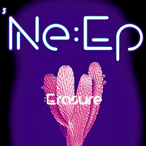 CD cover for Erasure’s “Ne:EP” with pink coral and purple background.