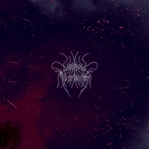 Dark purple album cover with white, ornate, stylized text.