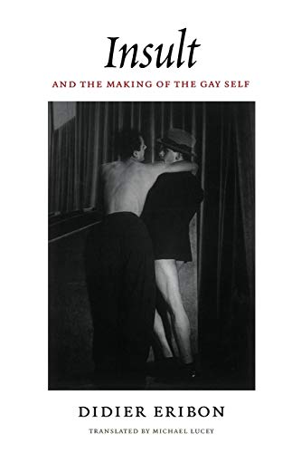 Book cover: black and white photo of two men embracing, title “Insult”.