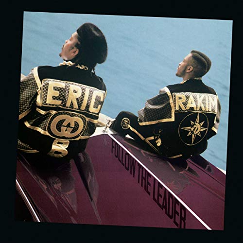 Eric B. & Rakim album cover, two men in gold jackets on a boat.