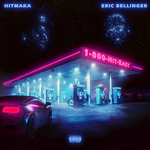 Album cover for Eric Bellinger’s “1-800-HIT-EAZY” featuring a gas station at night.