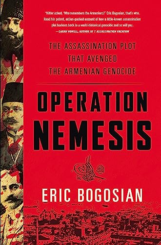 Book cover for “Operation Nemesis” featuring portraits and red splatters.