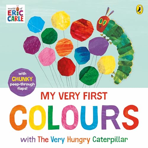 Cover of a children's book featuring a caterpillar and colorful, textured circles.